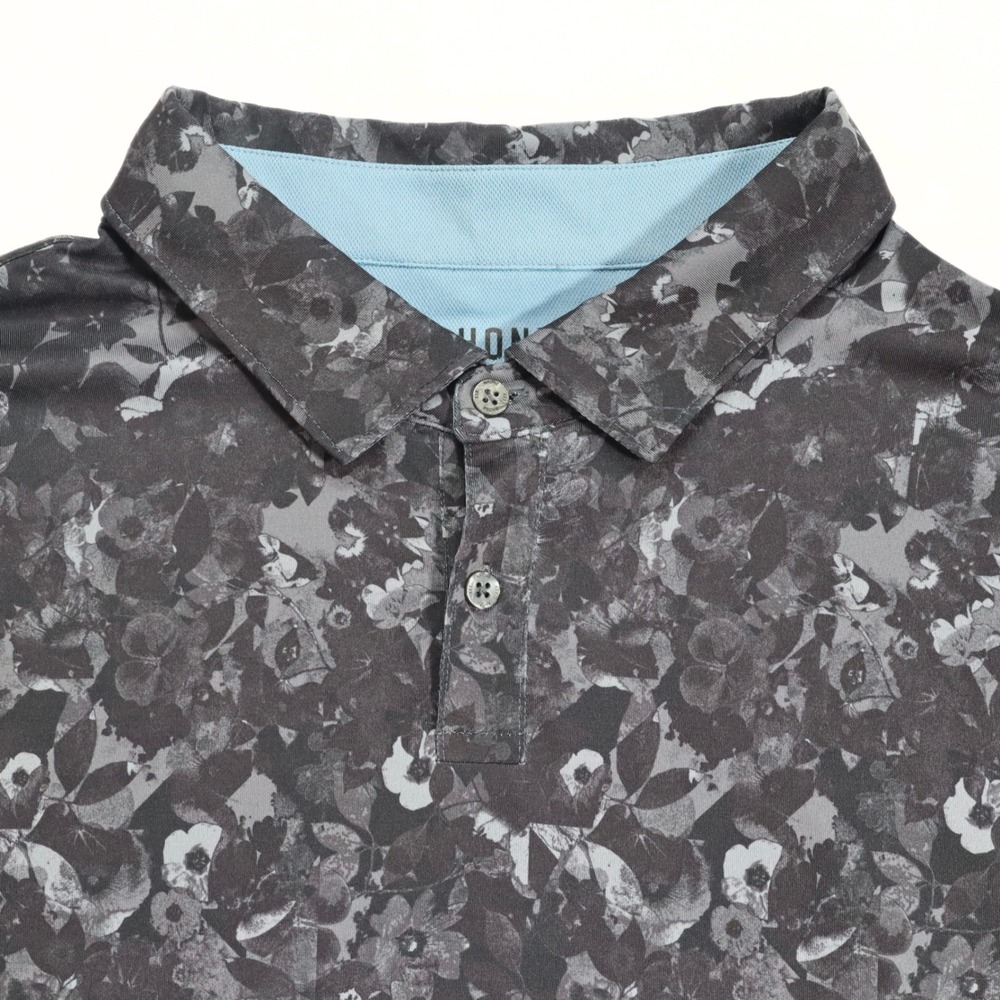 Rhone Polo Shirt Mens XXL Grey Floral Short Sleeve Stretch Golf Athletic Casual